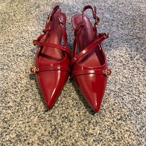 Elegant Red Women's Slingback Kitten Heels